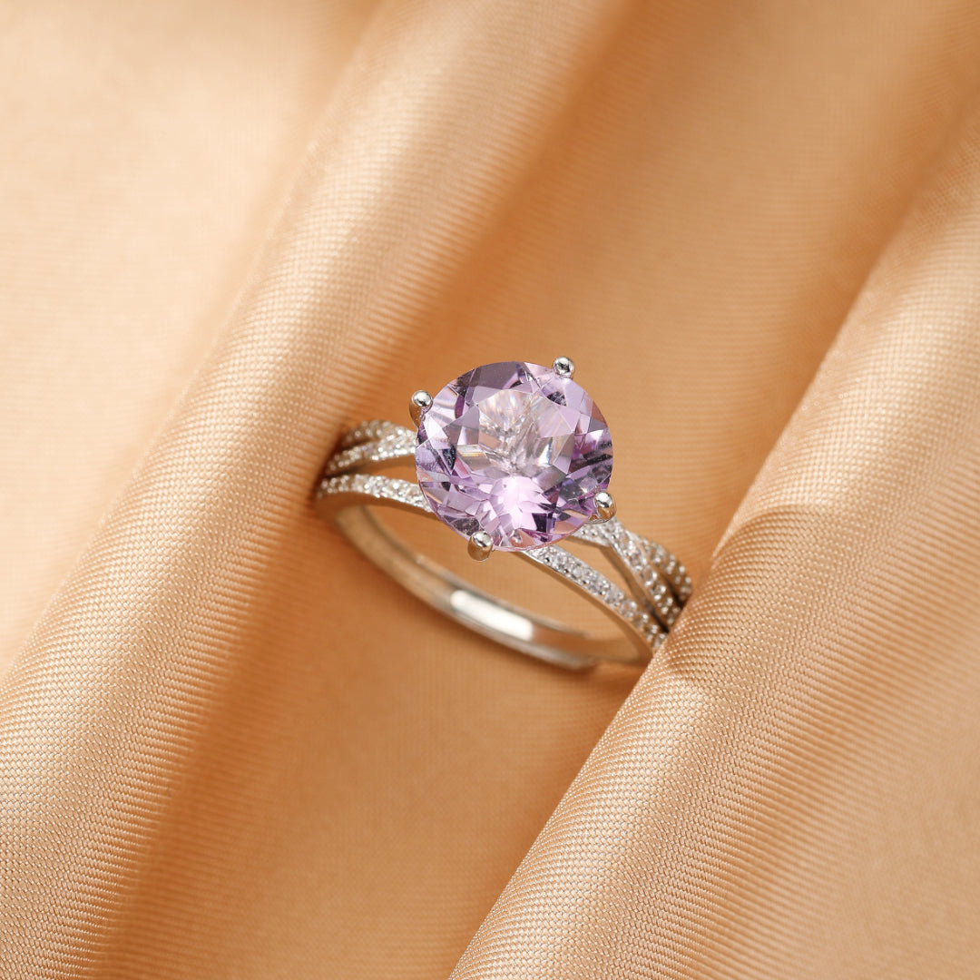 Bague Améthyste – Bonheur Céleste, Argent