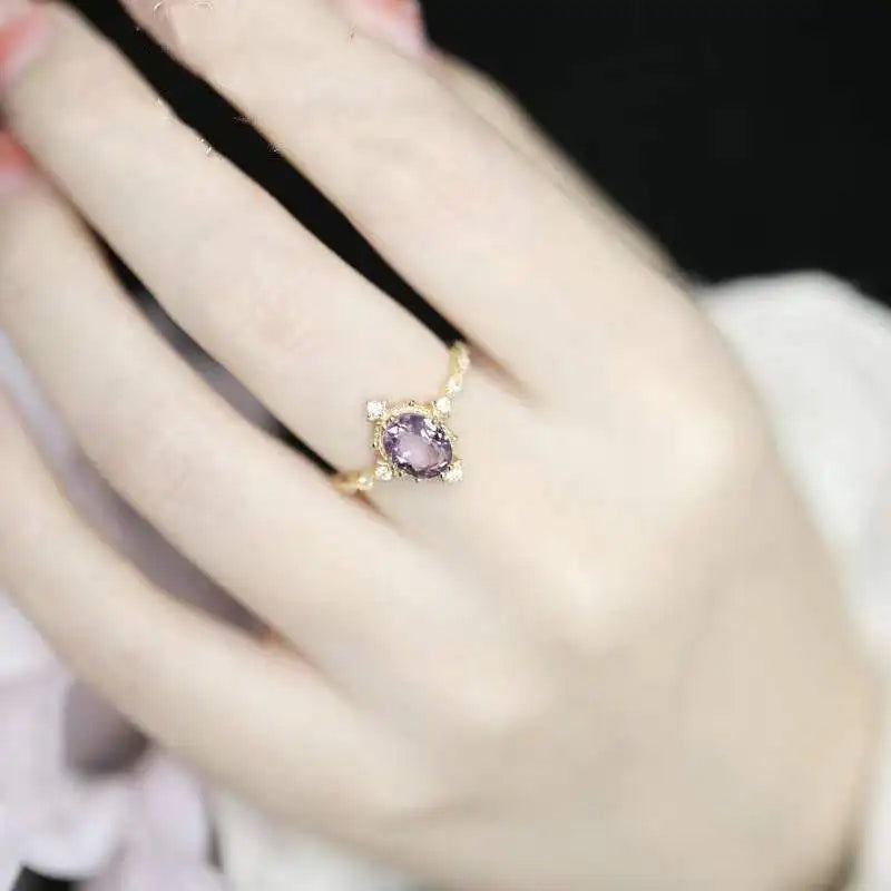 Bague Améthyste – Calme Royal, Argent Plaqué Or