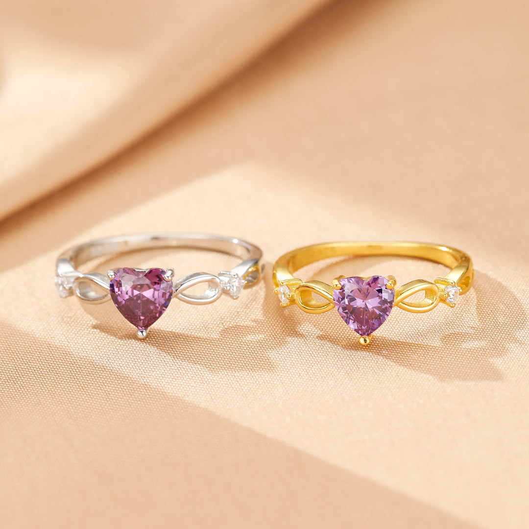 Bague Améthyste – Cœur d’Éternité, Argent