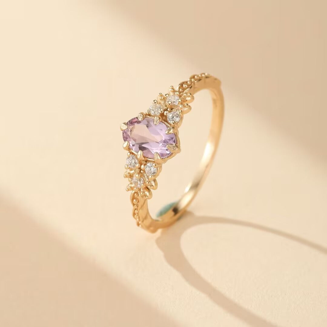 Bague Améthyste – Éclat Féérique, Argent Plaqué Or