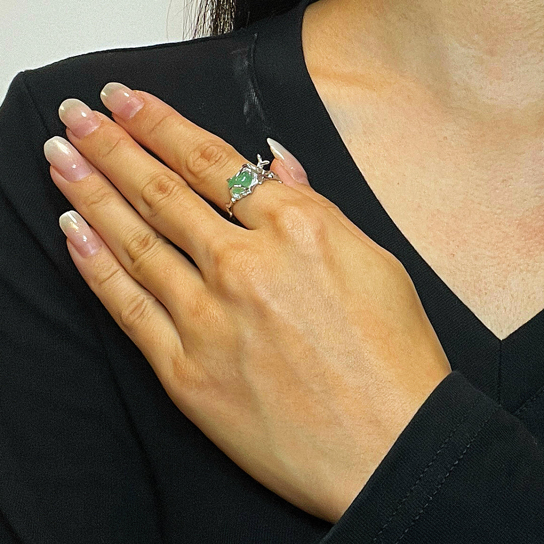 Bague Aventurine – Fleur Sauvage, Argent