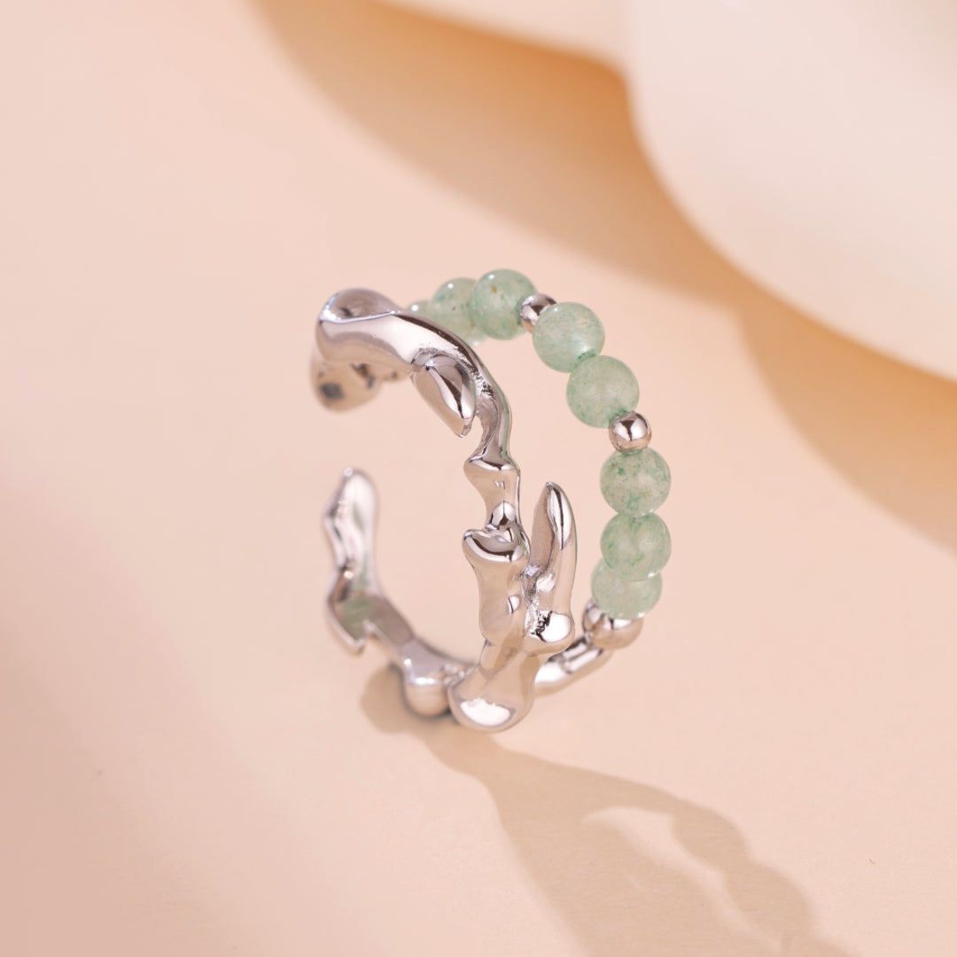 Bague Aventurine – Force du Bambou, Argent