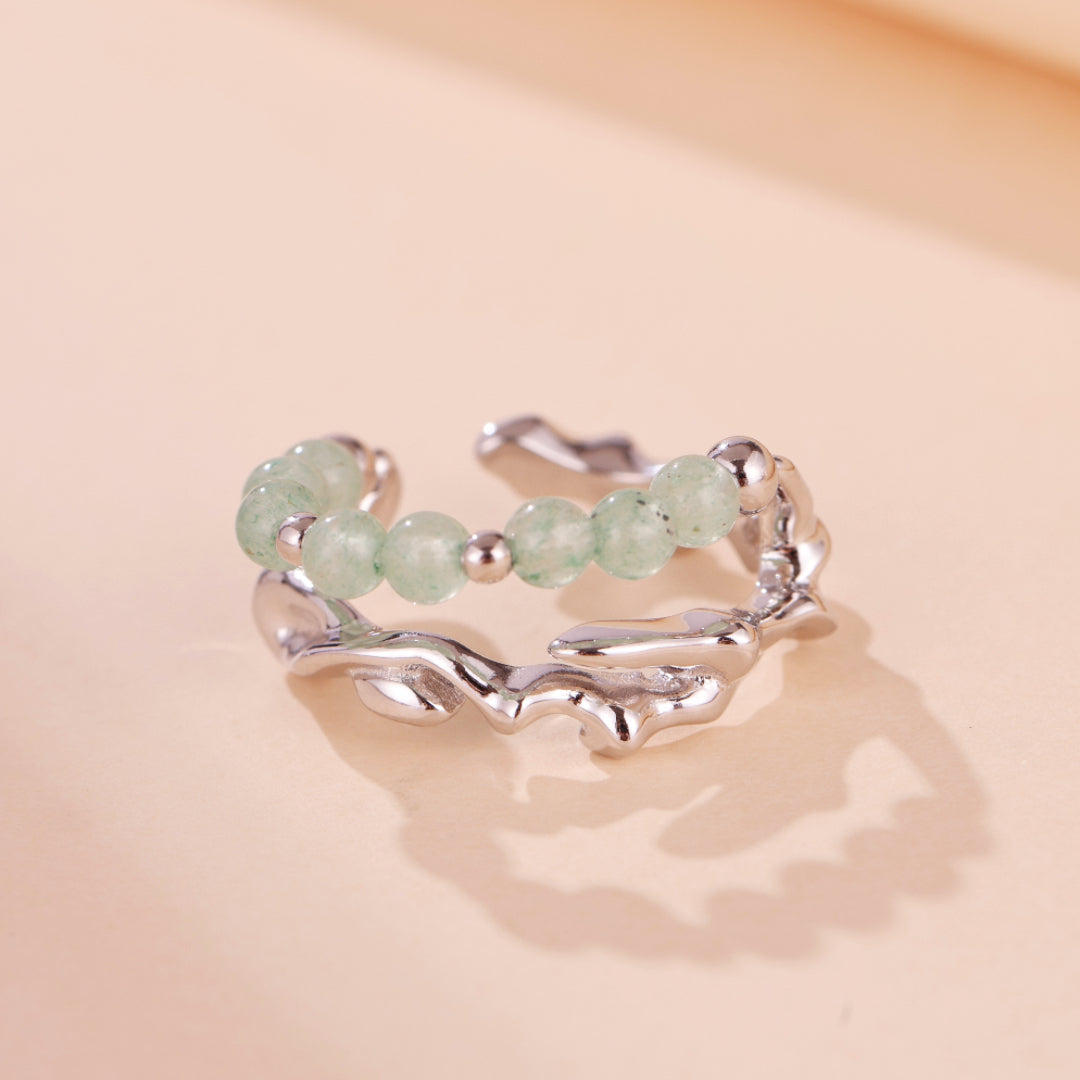 Bague Aventurine – Force du Bambou, Argent