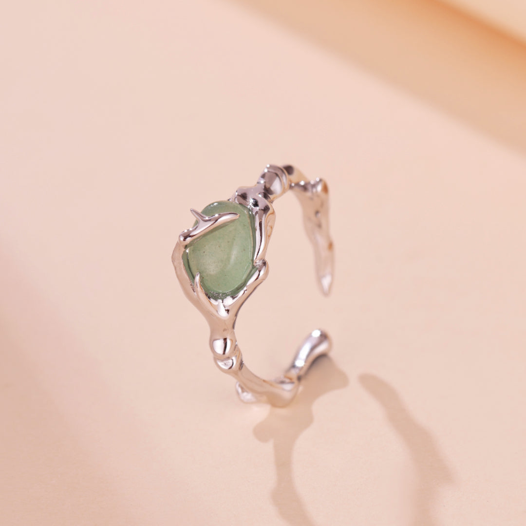 Bague Aventurine – Force du Bambou, Argent