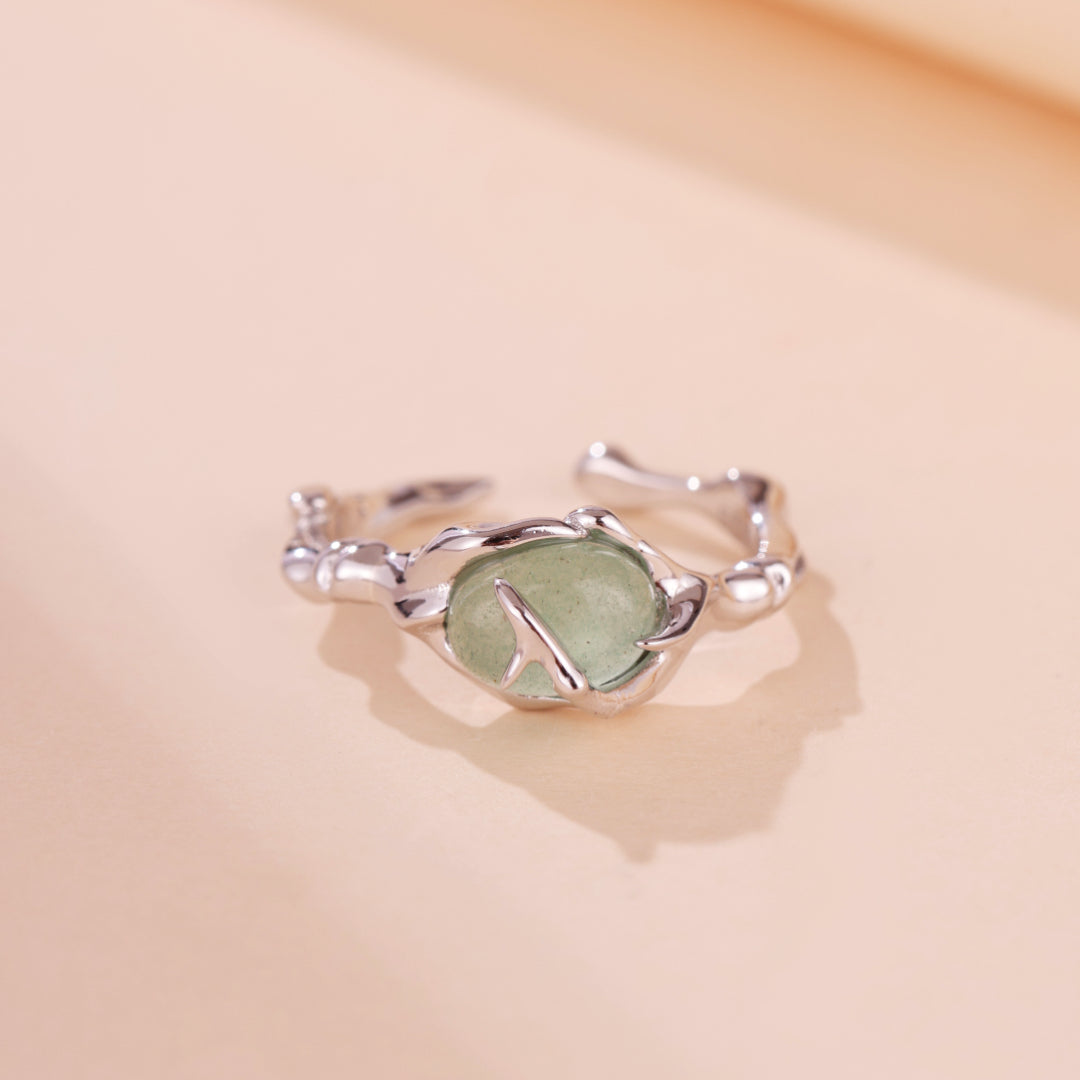 Bague Aventurine – Force du Bambou, Argent
