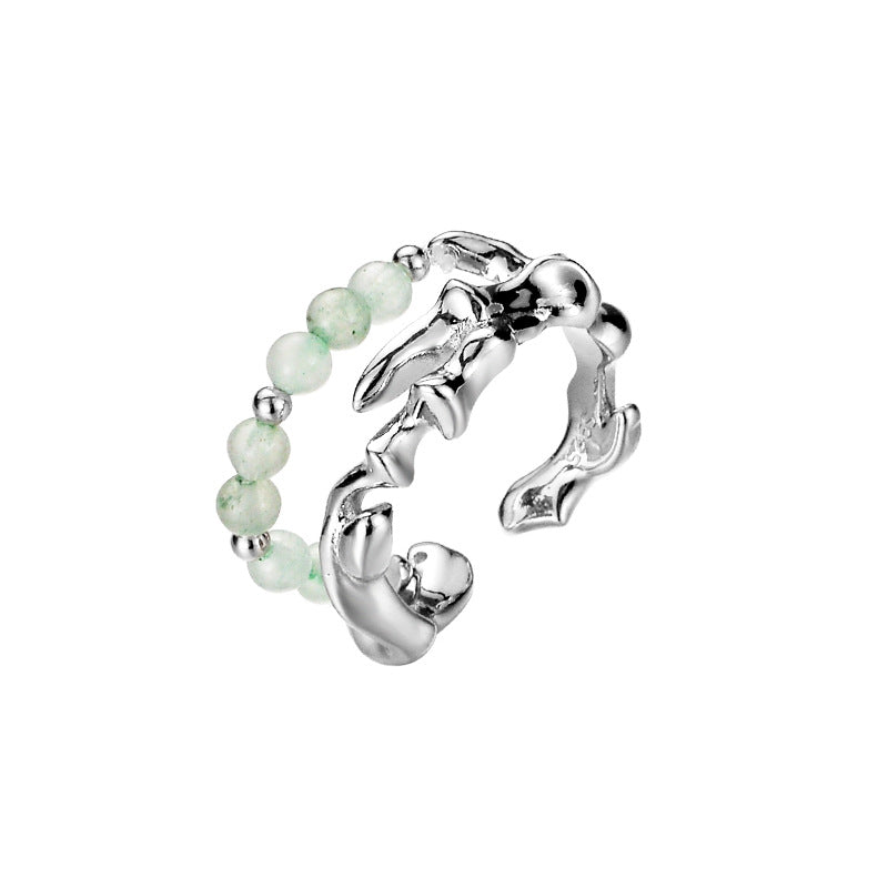 Bague Aventurine – Force du Bambou, Argent