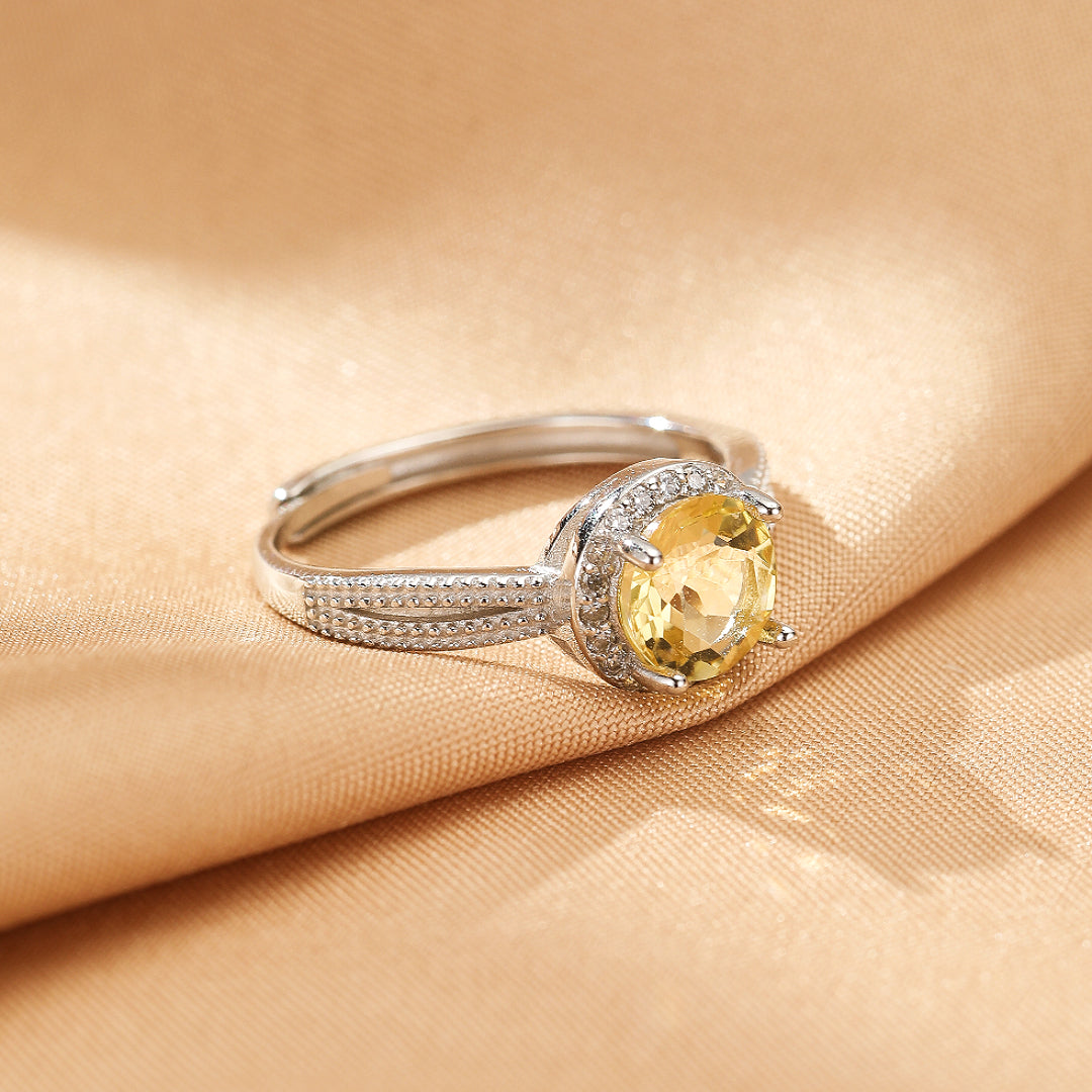 Citrine Ring – Radiant Sparkle, Silver