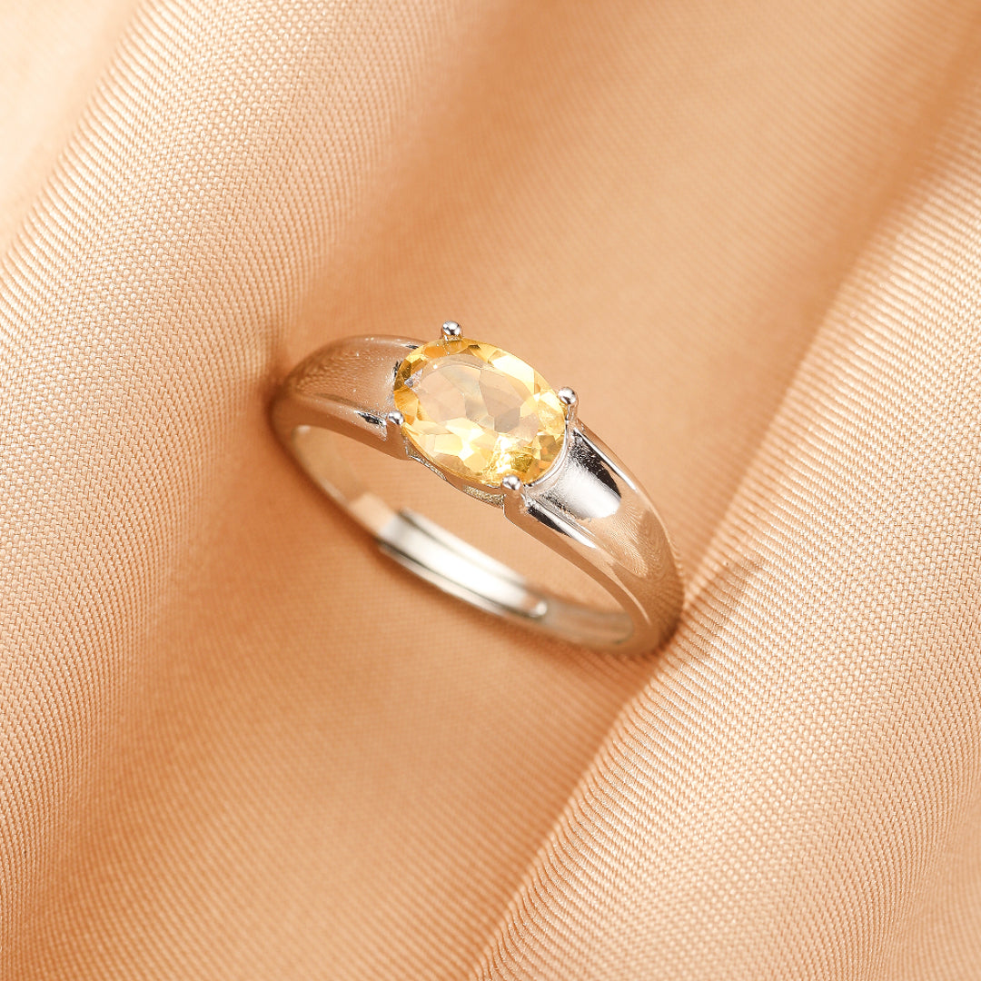 Bague Citrine – Flamme Solaire, Argent