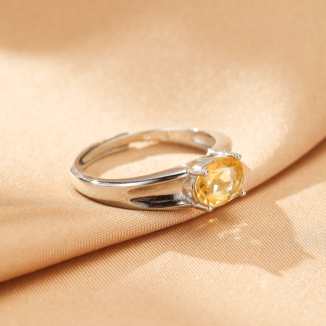 Bague Citrine – Flamme Solaire, Argent