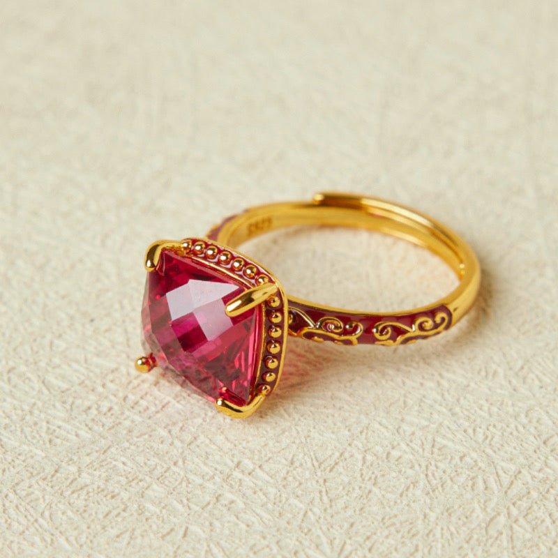 Bague Cornaline – Élégance Rétro, Argent Plaqué Or