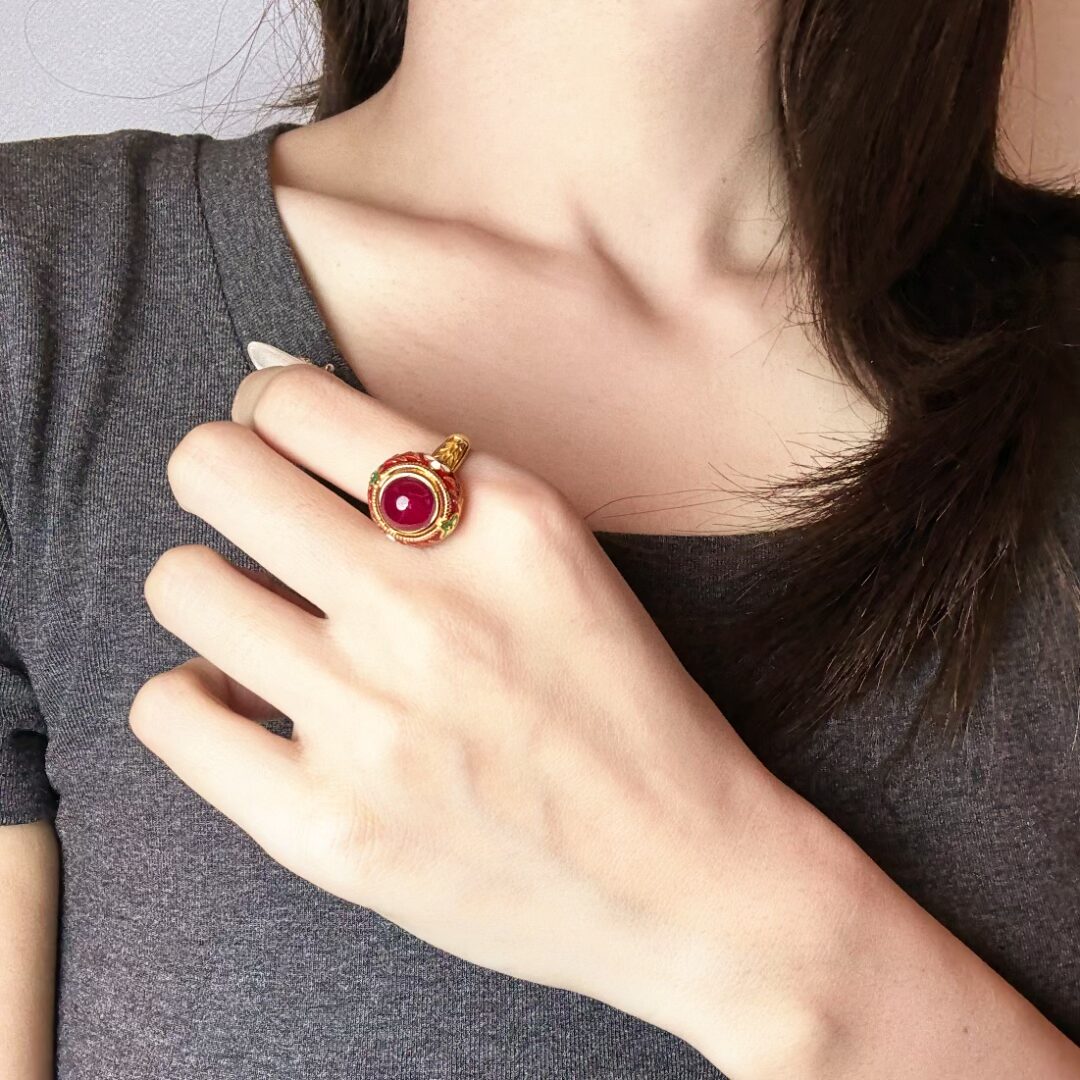 Bague Cornaline – Énergie Florale, Argent Plaqué Or