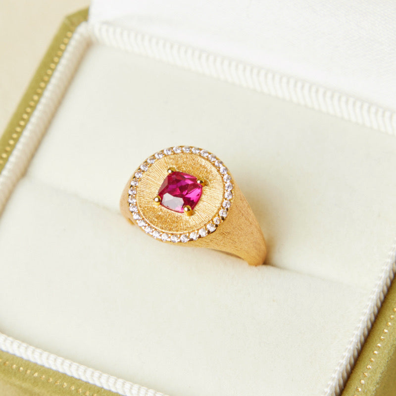 Bague Cornaline – Flamme Énergisante, Argent Plaqué Or