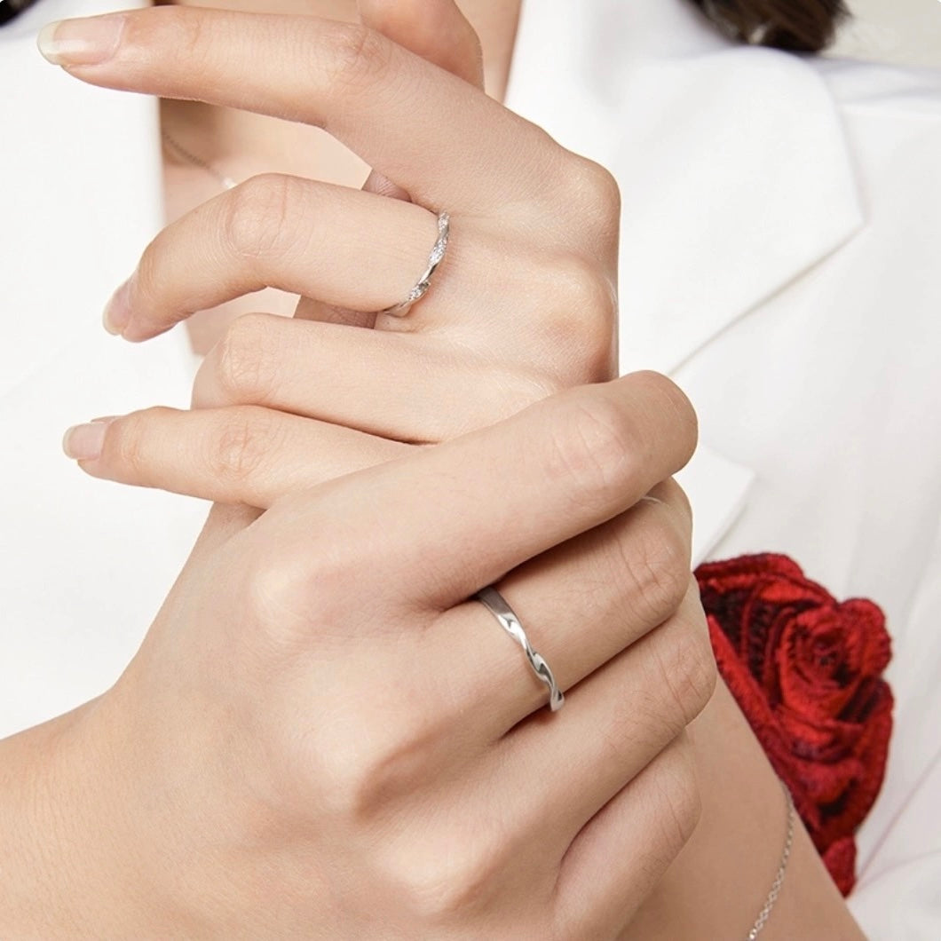 Bague Couple – Cœur Entrelacé, Argent