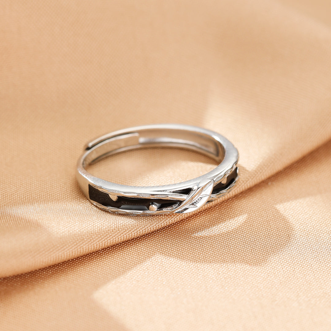 Bague Couple – Fleur et Feuille, Argent