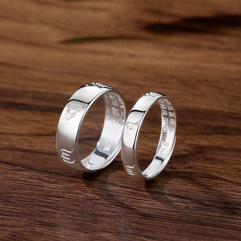 Bague Couple Six Mantras – Union Parfaite, Argent 999