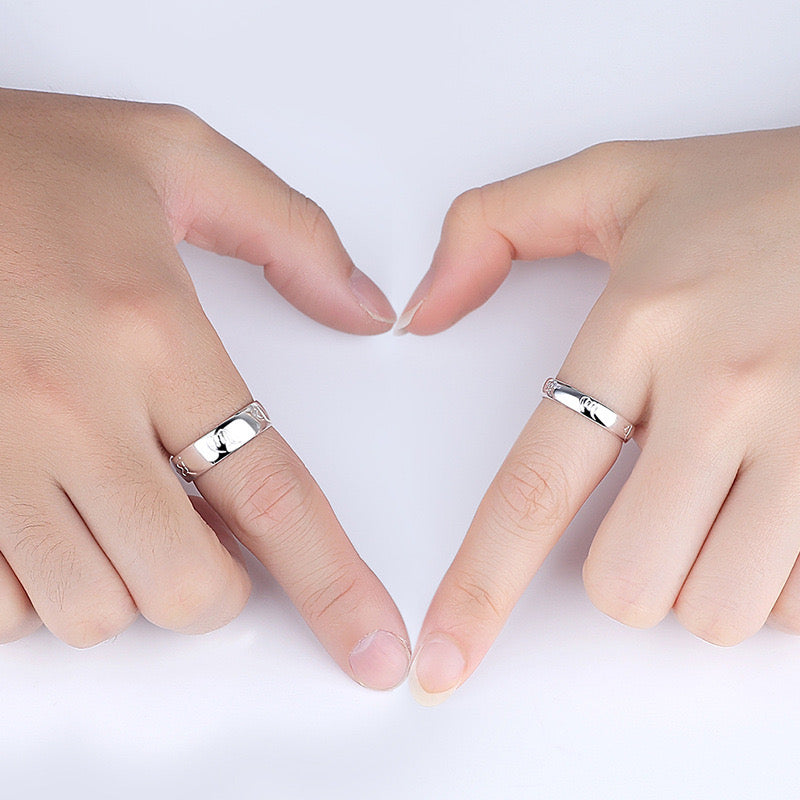 Bague Couple Six Mantras – Union Parfaite, Argent 999