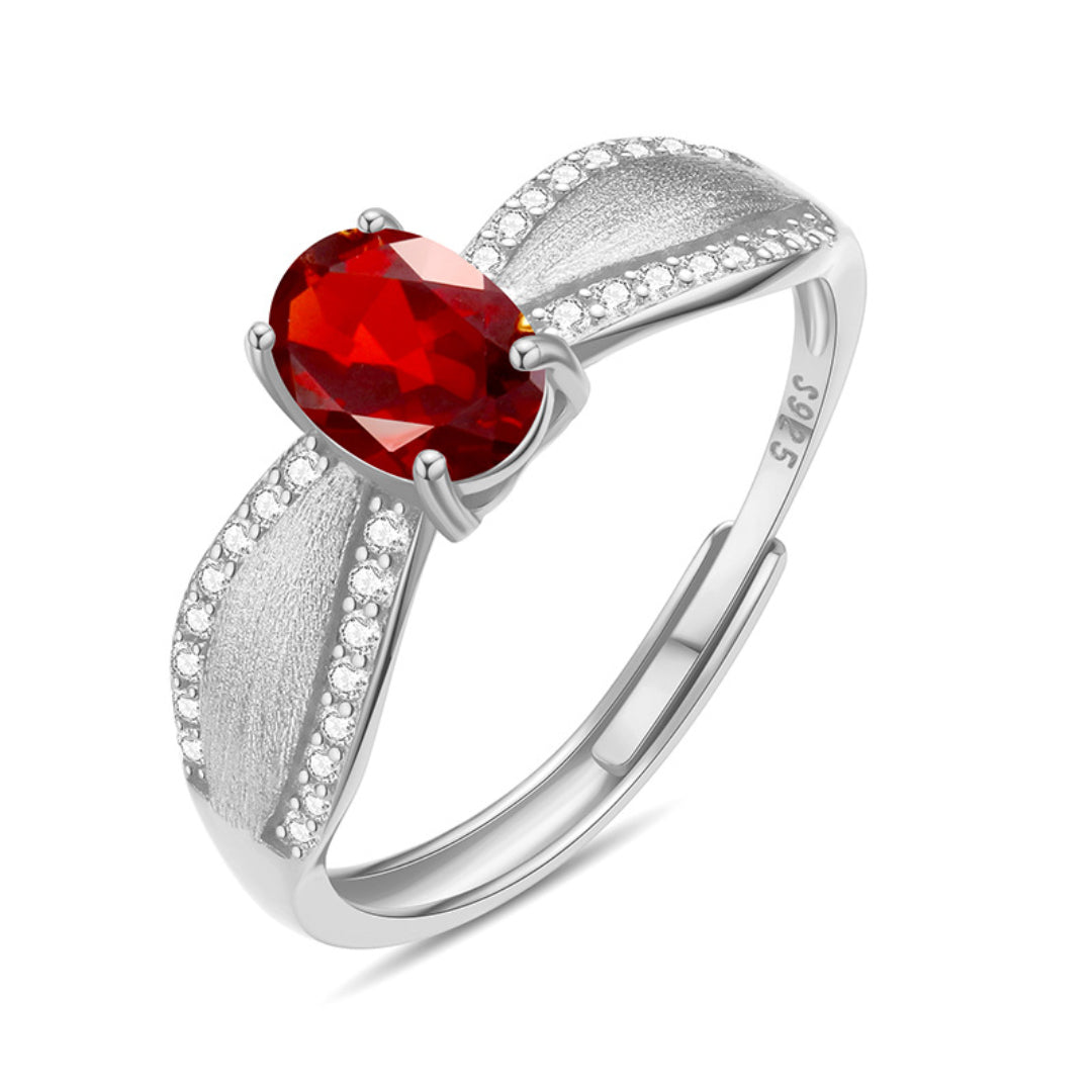 Garnet/Amethyst Ring – Curve of Radiance, Gold Plated Silver