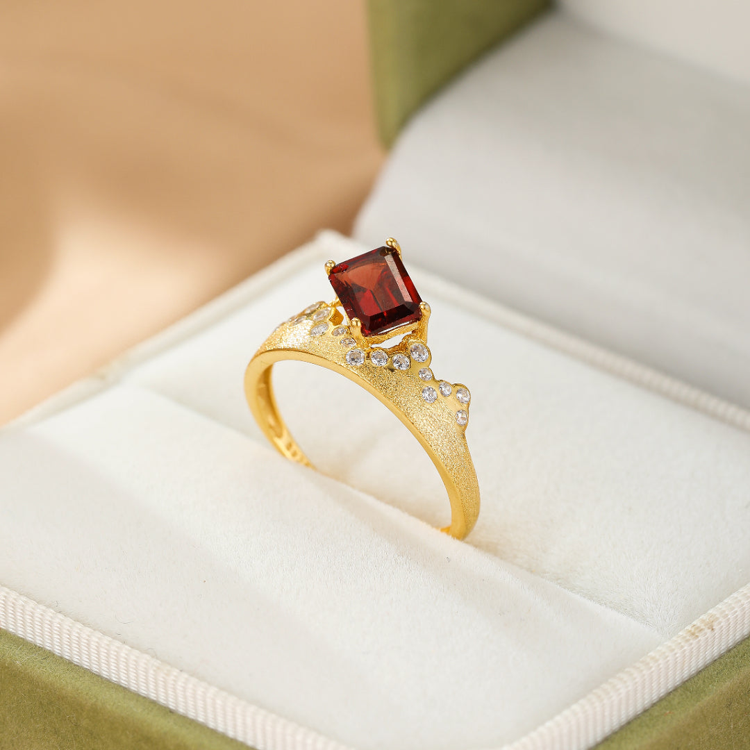 Bague Grenat/Améthyste – Reflets Impériaux, Argent Plaqué Or