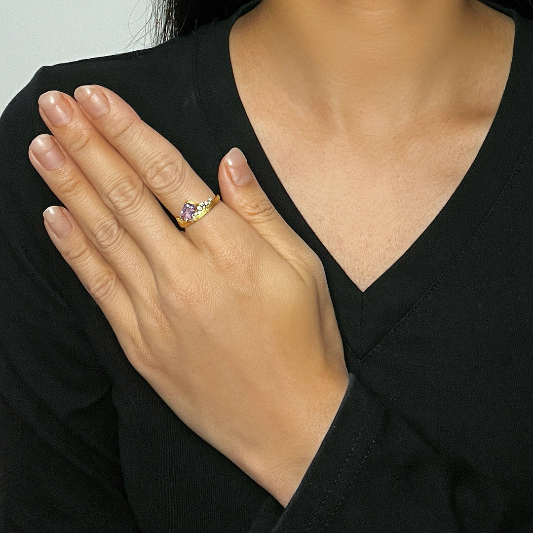 Bague Grenat/Améthyste – Reflets Impériaux, Argent Plaqué Or