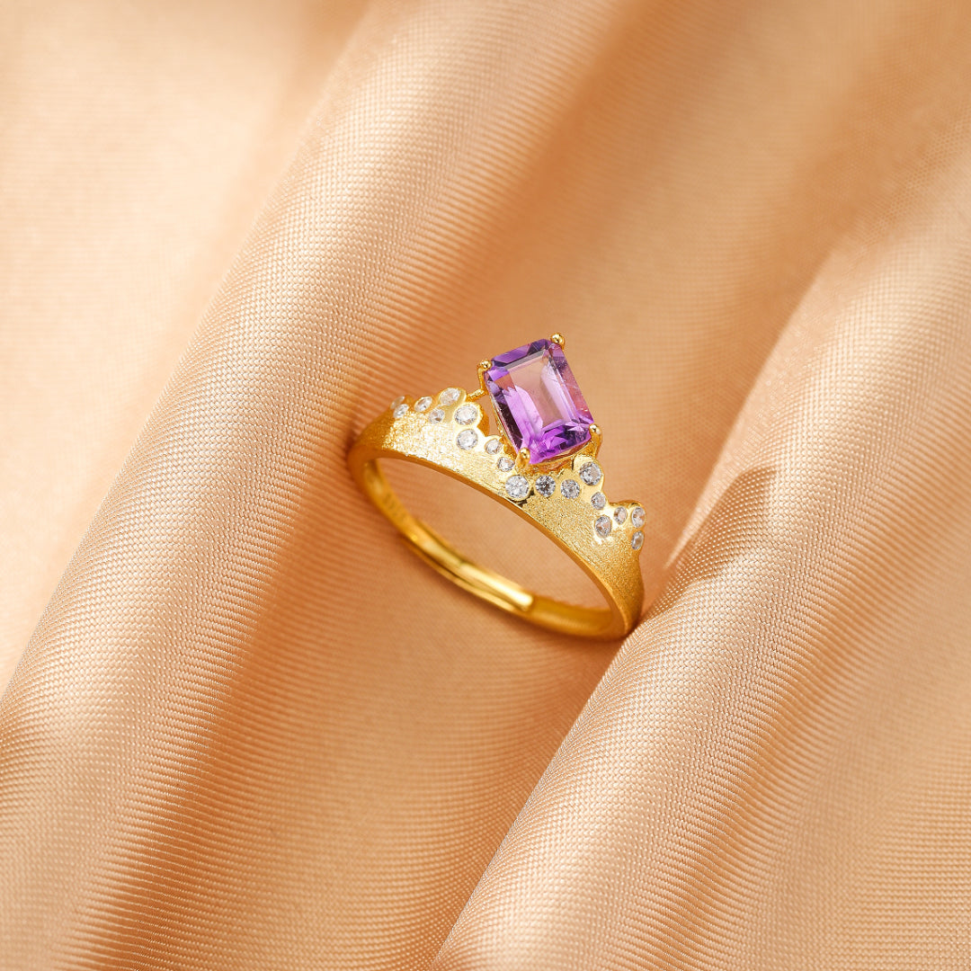 Bague Grenat/Améthyste – Reflets Impériaux, Argent Plaqué Or