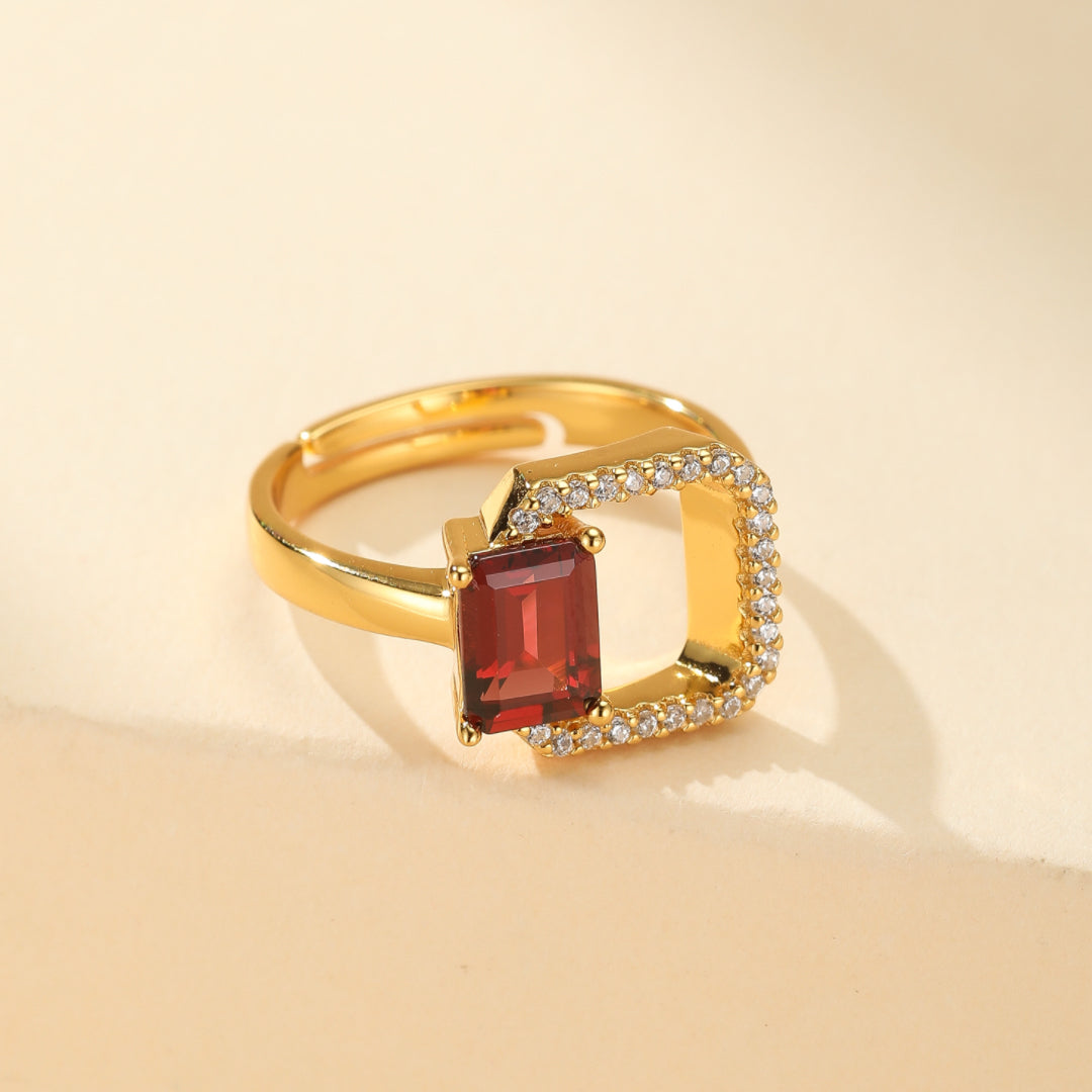 Bague Grenat Carré – Éclat Intemporel, Argent 925
