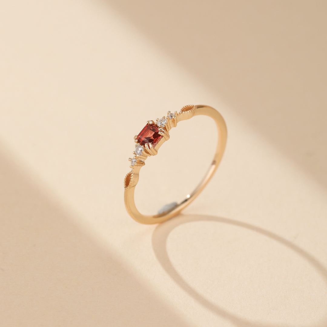 Bague Grenat – Éclat Grenatique, Argent Plaqué Or