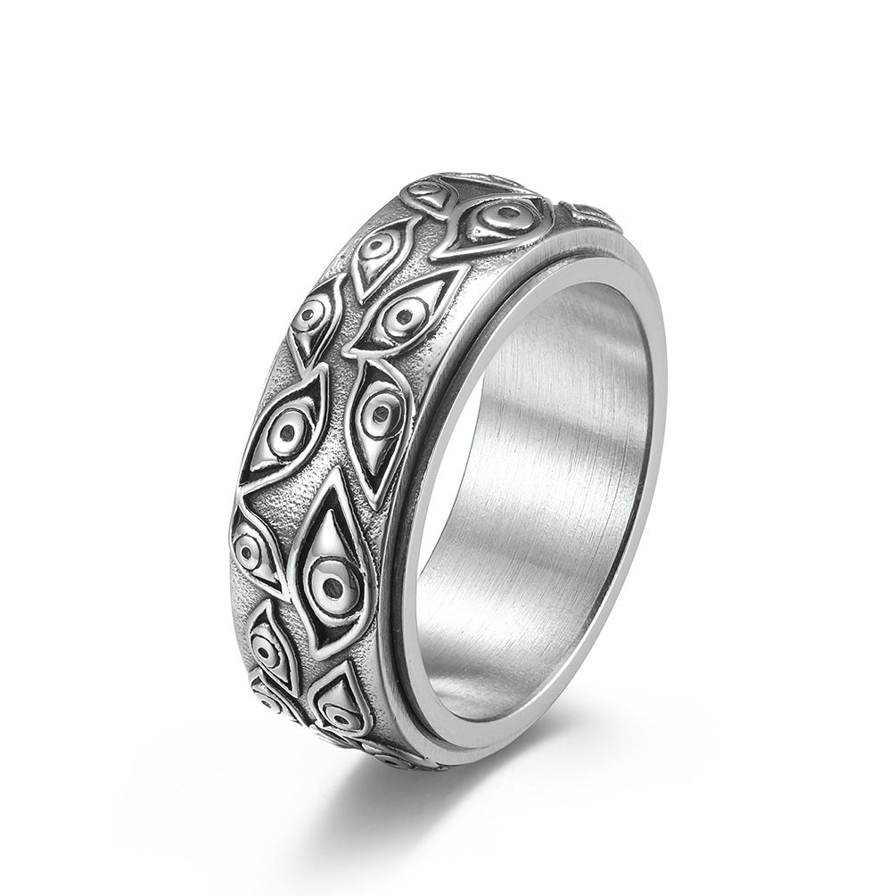 Bague pour homme Force Urbaine en acier inoxydable avec motif gravé d'yeux mystiques, style gothique et moderne