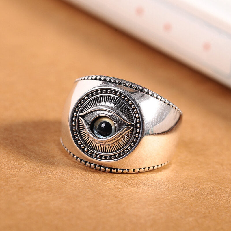 Men's Ring Evil Eye – Dark Gaze, Silver