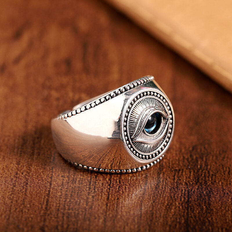 Bague Homme Mauvais Œil – Regard Ténébreux, Argent