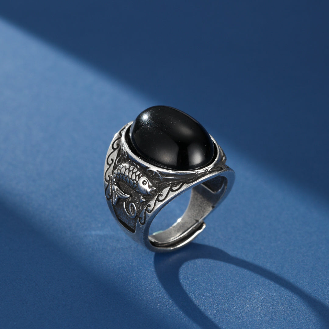 Men's Obsidian Ring – Aquatic Strength