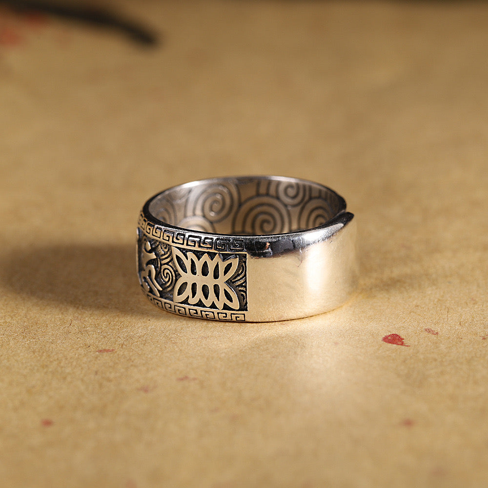 Bague Homme Six Mantras – Sérénité Mystique, Argent