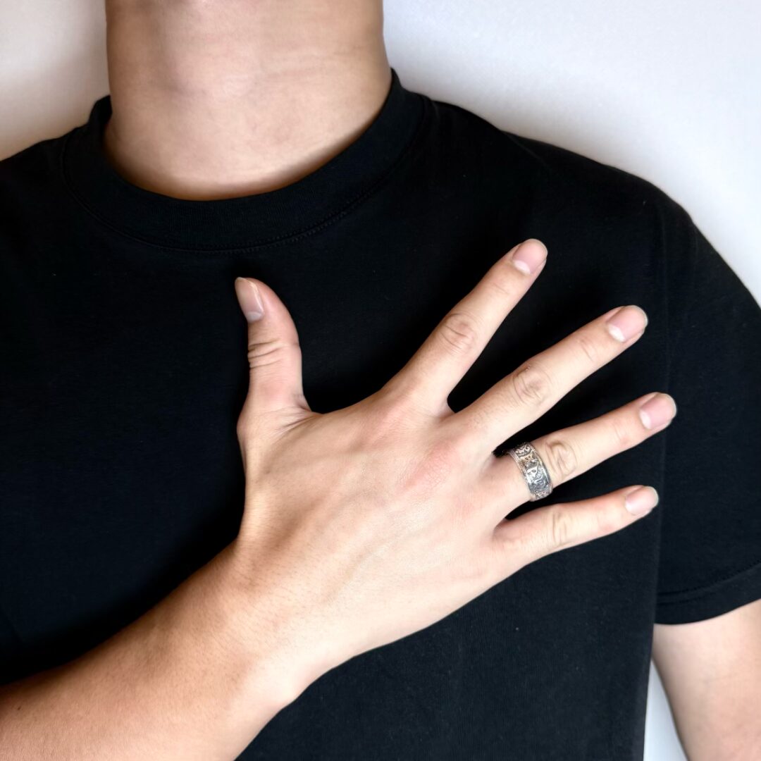 Bague Homme Six Mantras – Sérénité Mystique, Argent