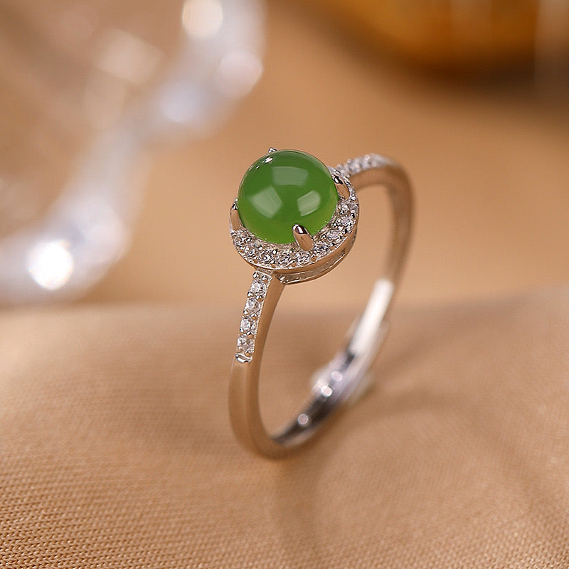 Bague Jade – Charme Éternel, Argent Plaqué Or