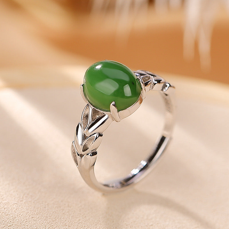 Bague Jade – Douceur Florale, Argent Plaqué Or