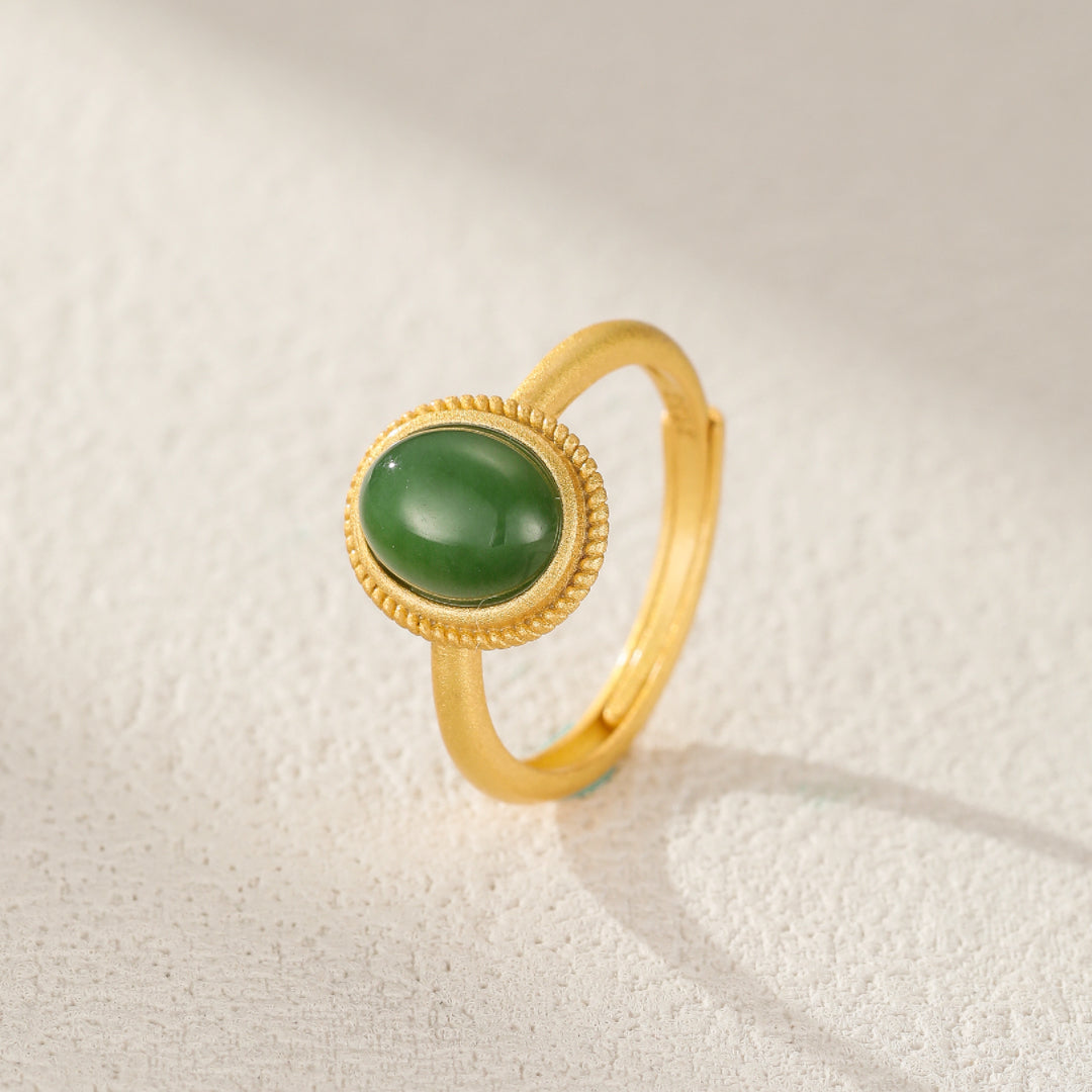 Bague Jade – Nouveau Jour, Argent Plaqué Or