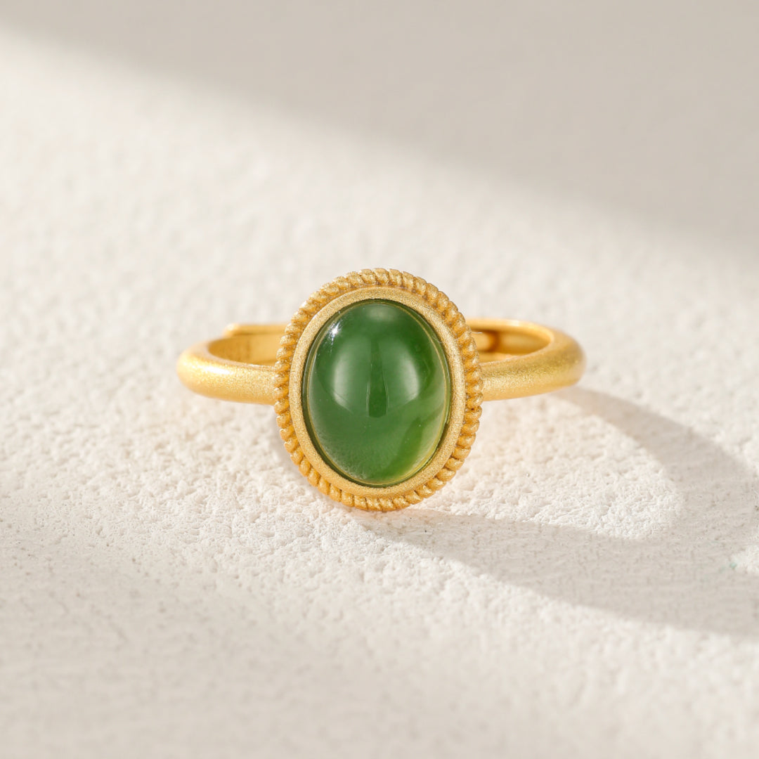 Bague Jade – Nouveau Jour, Argent Plaqué Or