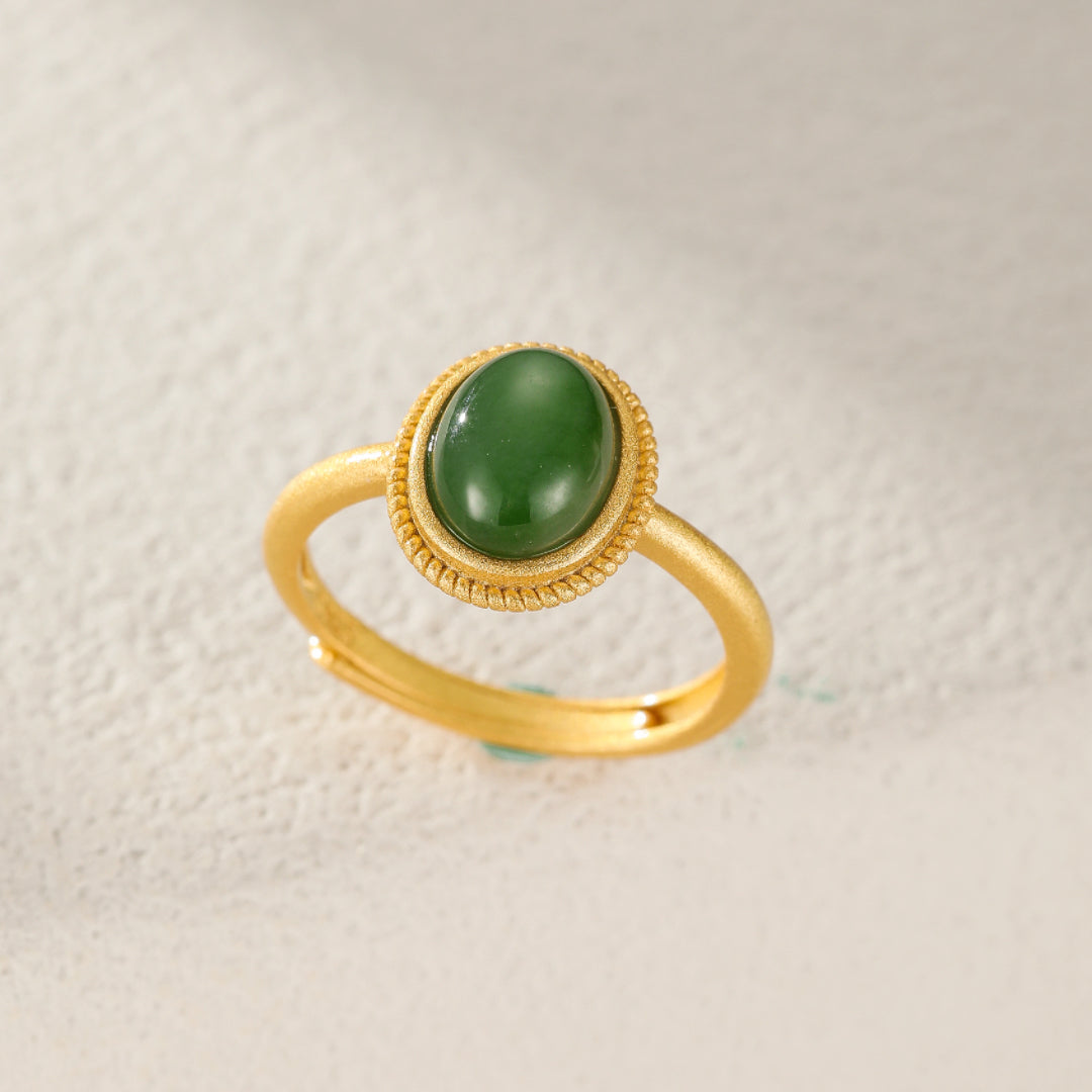 Bague Jade – Nouveau Jour, Argent Plaqué Or
