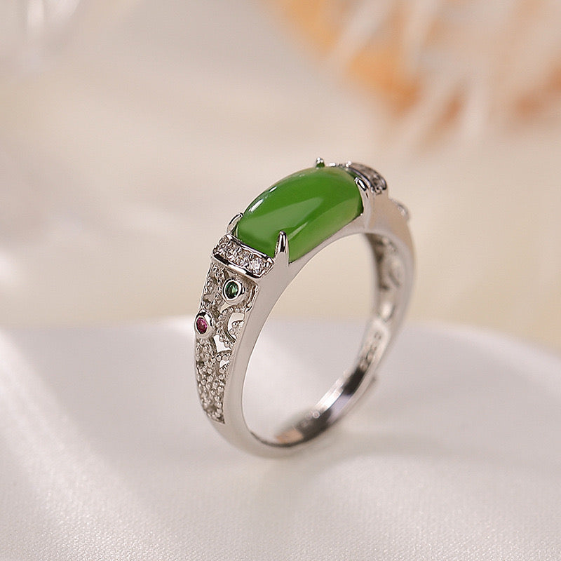 Bague Jade – Prestige Verdoyant, Argent Plaqué Or