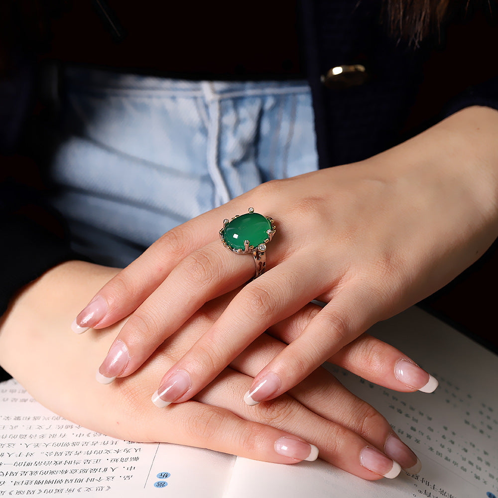 Bague Jade - Zénitude Ovale, Argent