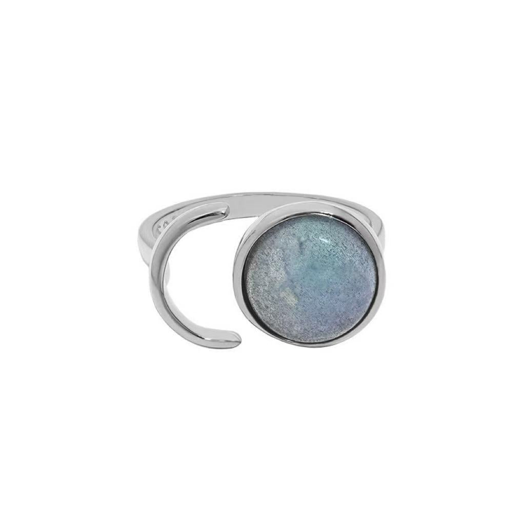 Bague Labradorite – Aura Sombre, Argent