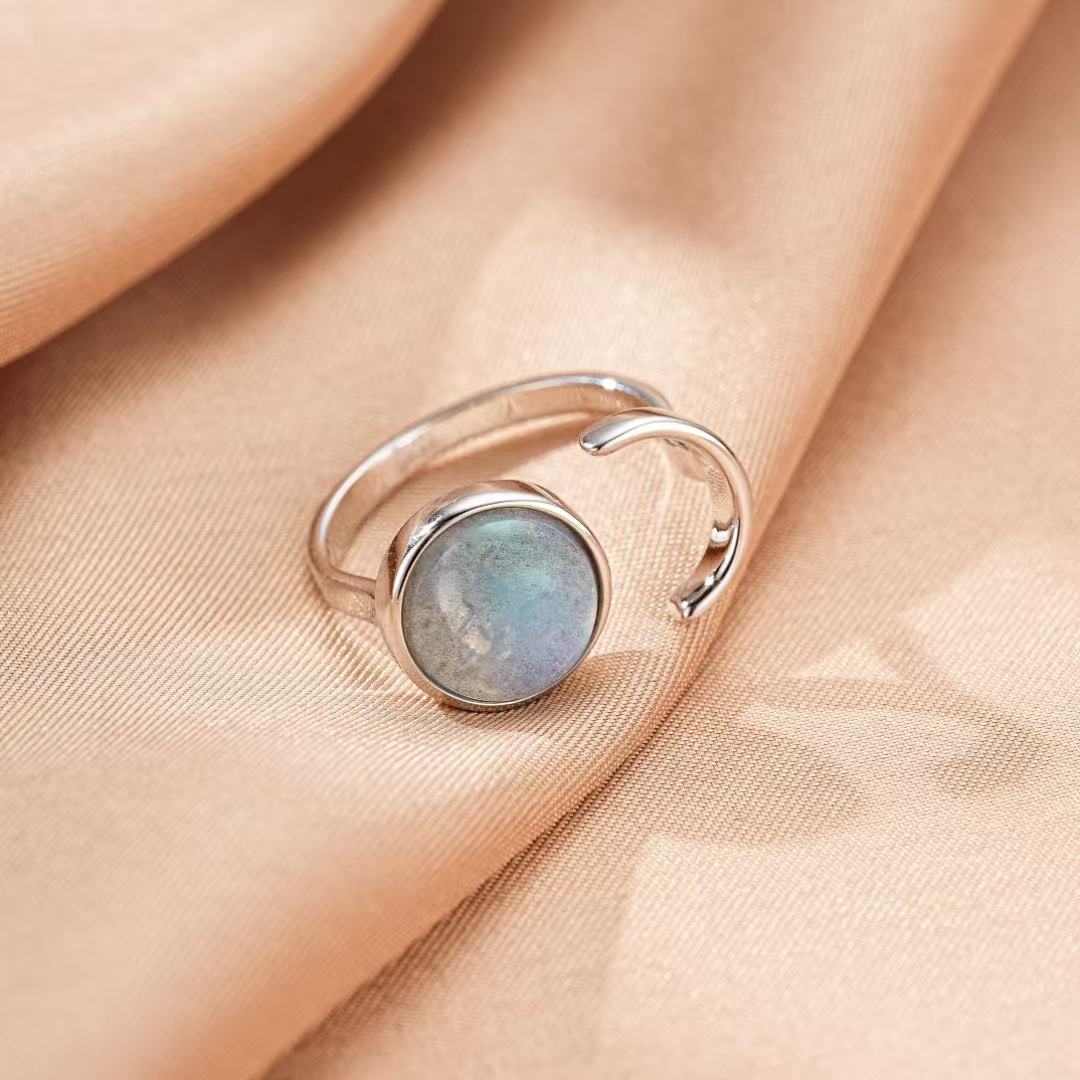 Bague Labradorite – Aura Sombre, Argent