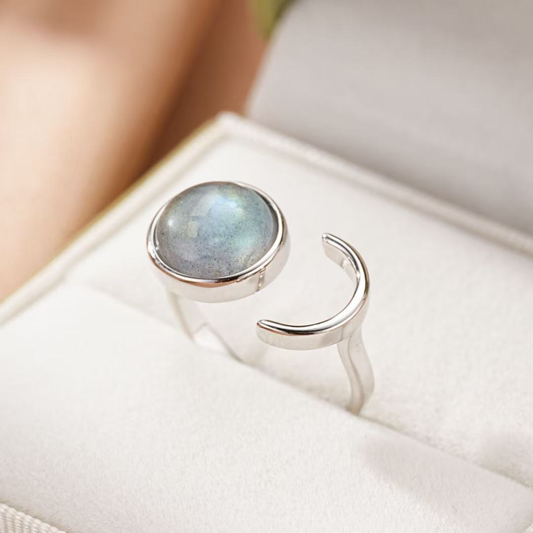 Bague Labradorite – Aura Sombre, Argent