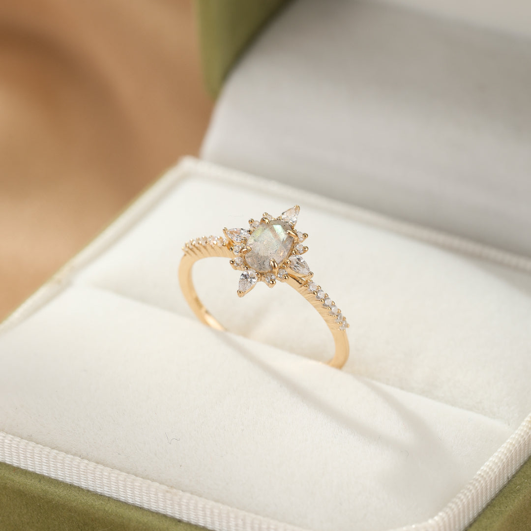 Labradorite Ring – Intuition, Gold Plated Silver