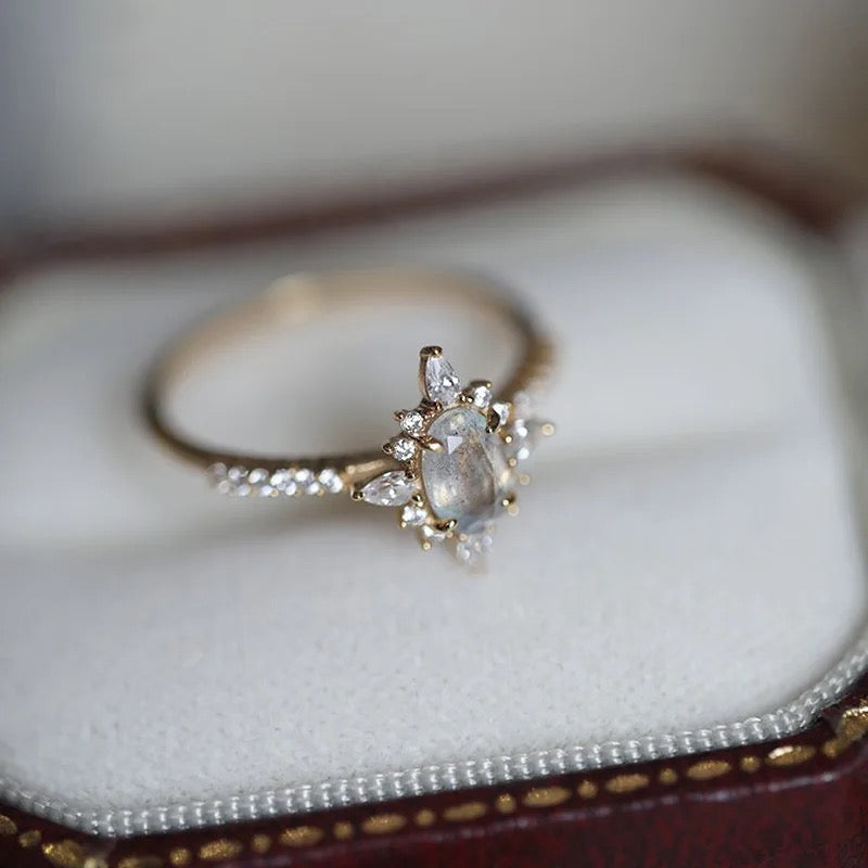 Bague Labradorite – Intuition, Argent Plaqué Or