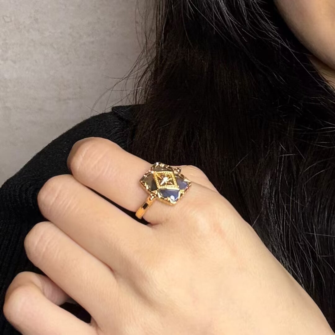 Labradorite Ring – Aurora Mystery, Gold Plated Silver