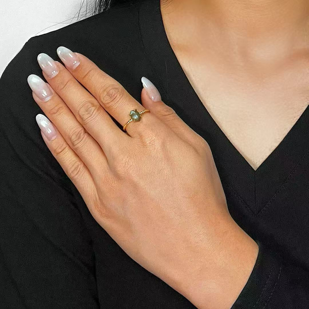 Labradorite Ring – Celestial Reflection, 14K Gold Plated Silver