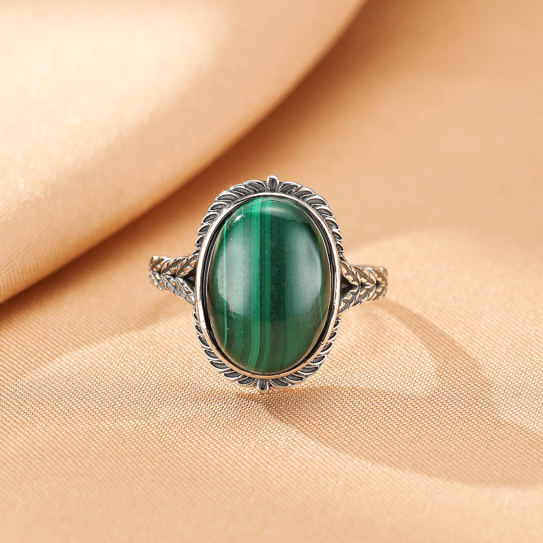 Bague Malachite – Héritage Intemporel, Argent