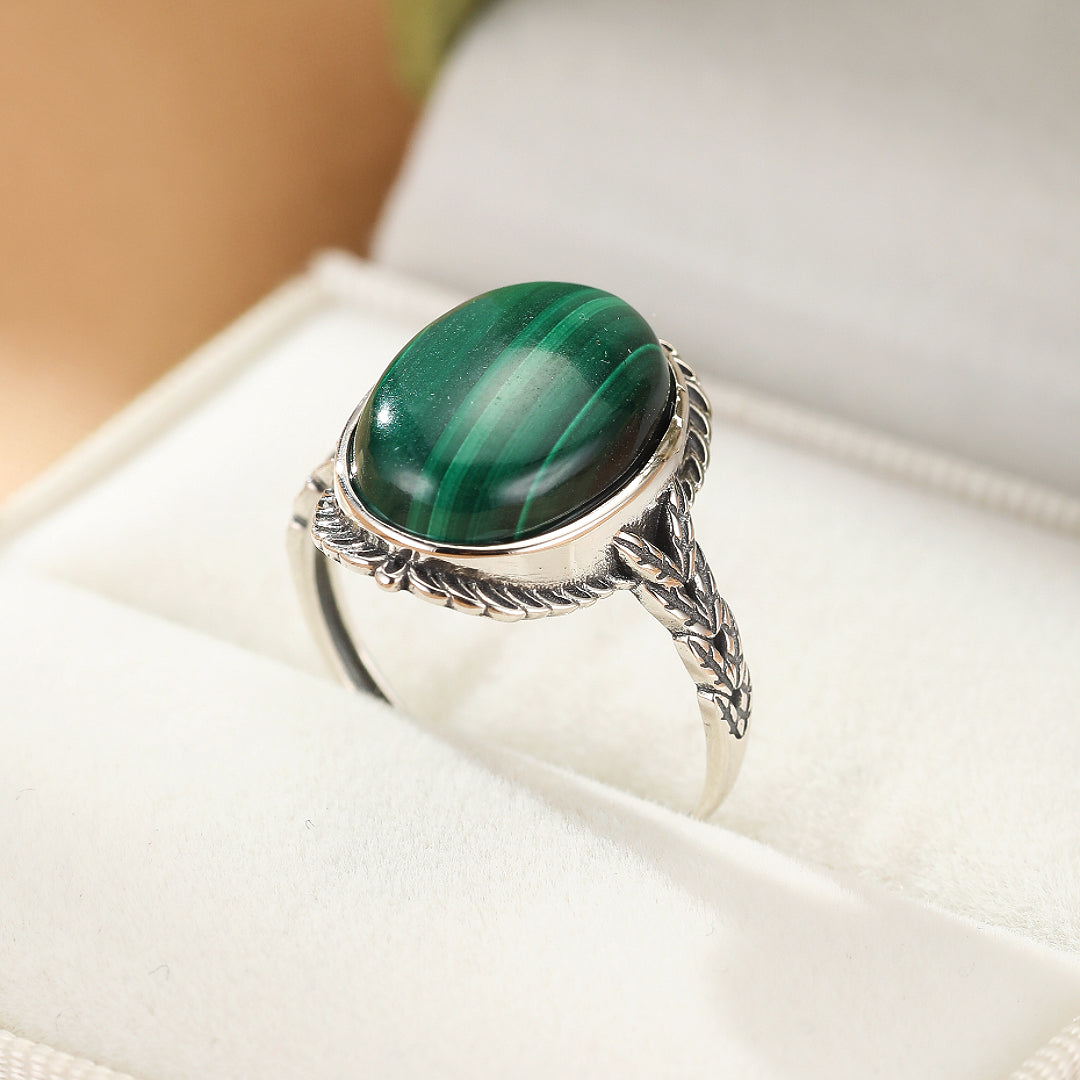 Bague Malachite – Héritage Intemporel, Argent