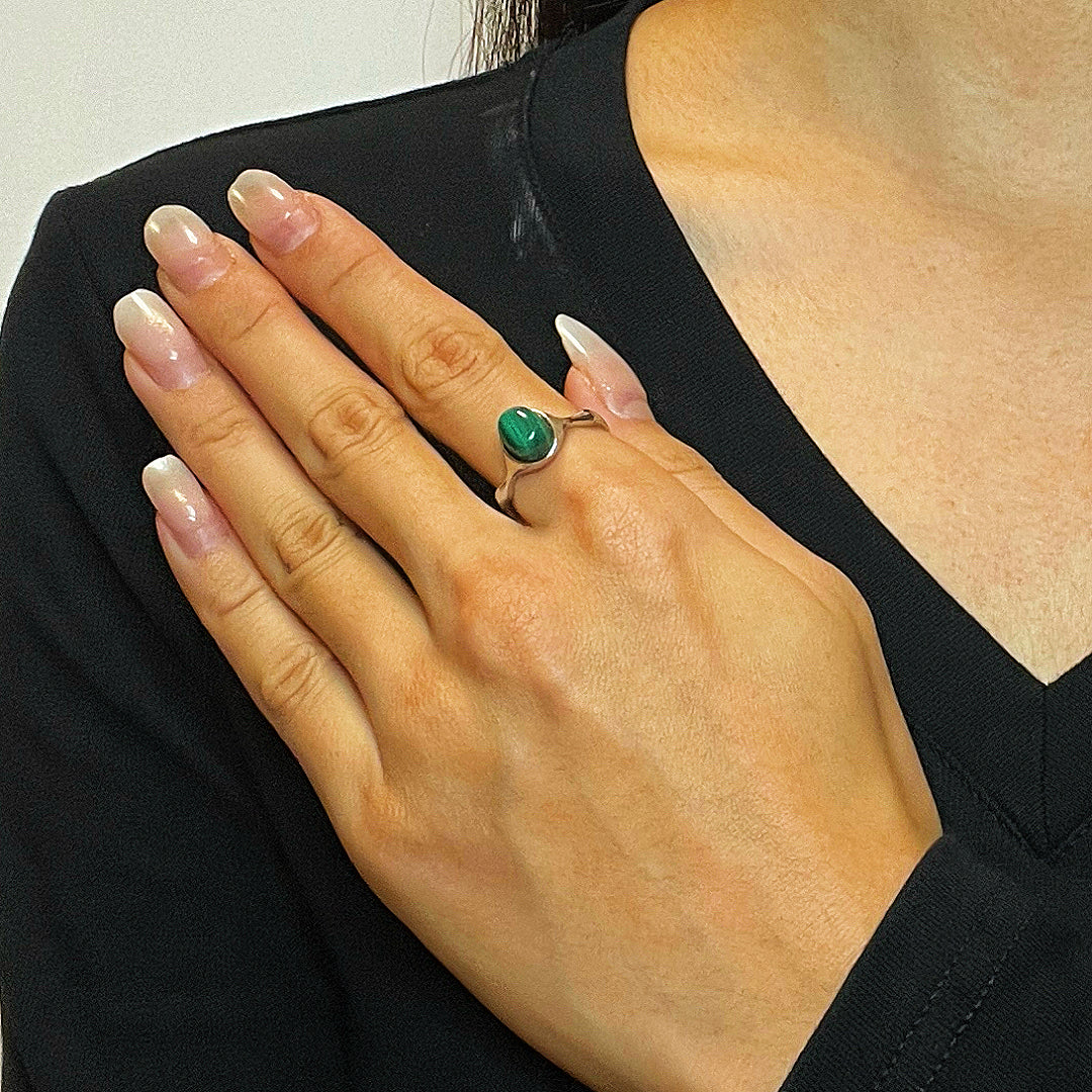 Bague Malachite – Pureté Minérale, Argent
