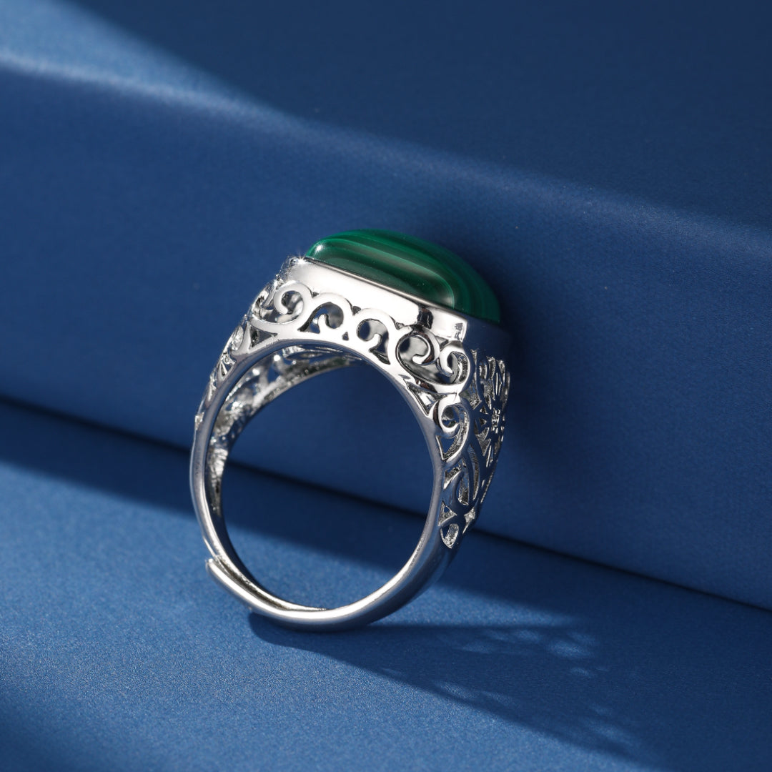 Bague Malachite – Trésor Antique, Argent 925